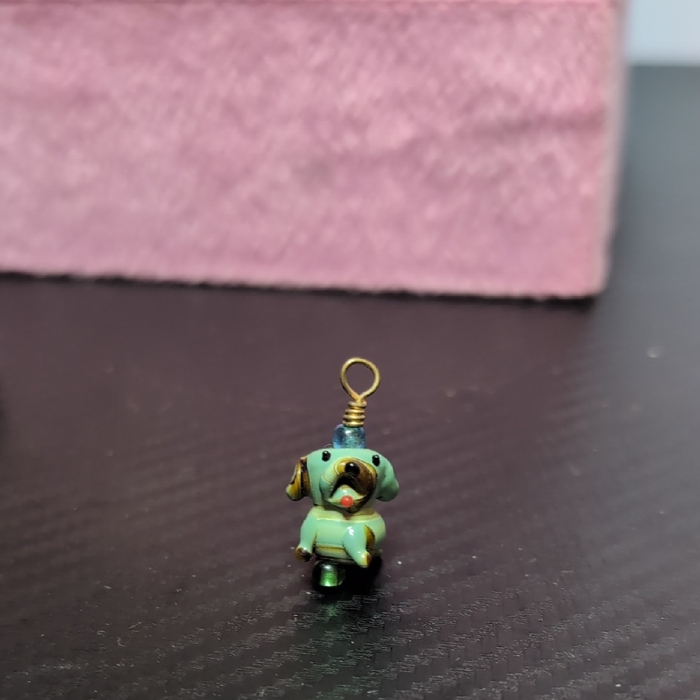 Adorable Green Dog Pendant Necklace
